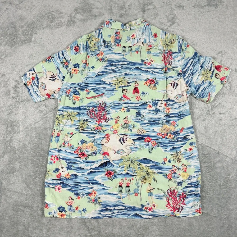 Polo Ralph Lauren Mens Large Button Up Shirt Hawaiian Tropical Print Viscose